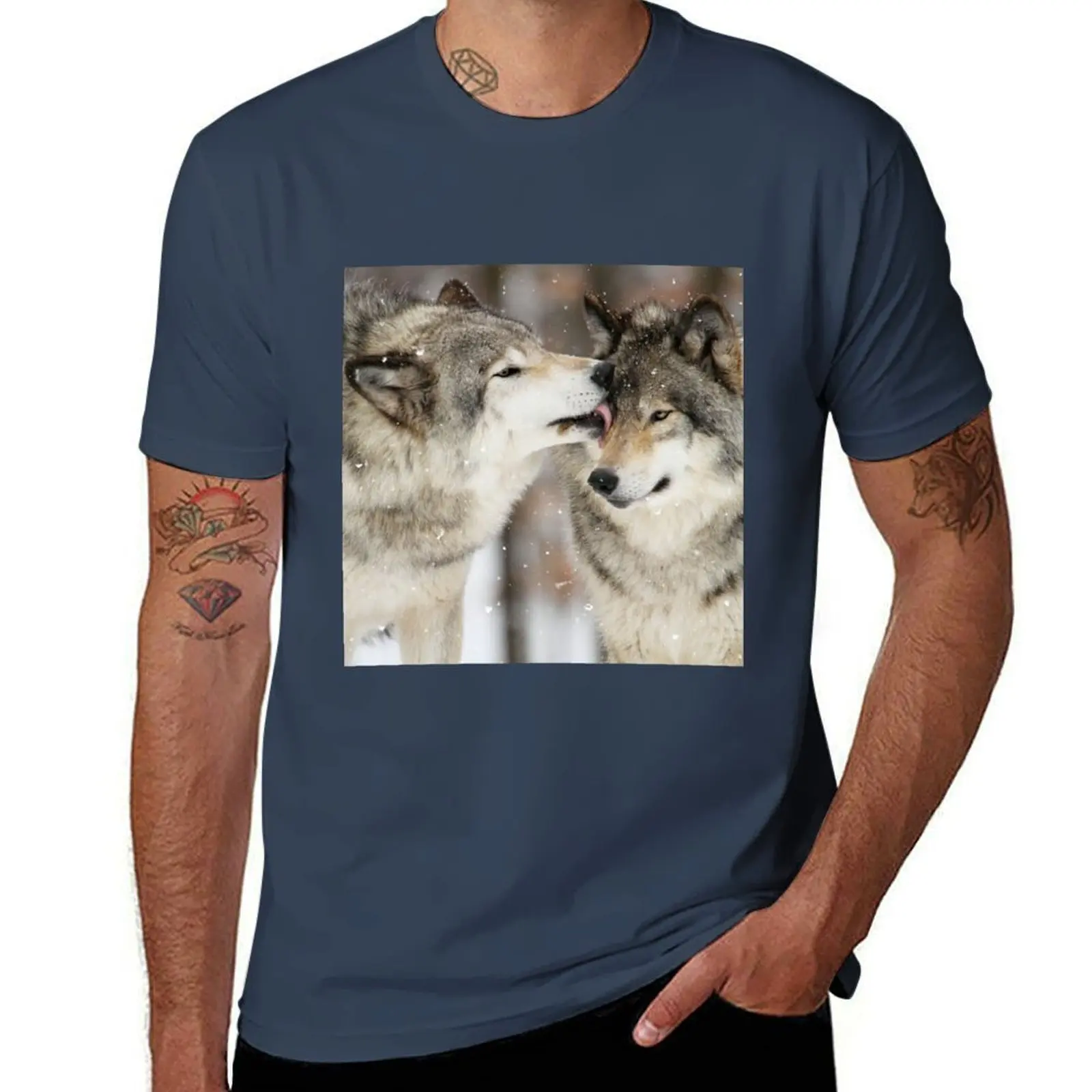 

Футболка Wolf Kisses, хлопковые футболки, мужские 100% мужские футболки с рисунком, футболка