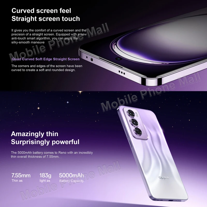 Original Oppo Reno 12 Pro 5G Mobile Phone 6.7 Inches 120Hz Screen Dimensity 9200 ColorOS 14.1 Battery 5000mAh AI Smartphone