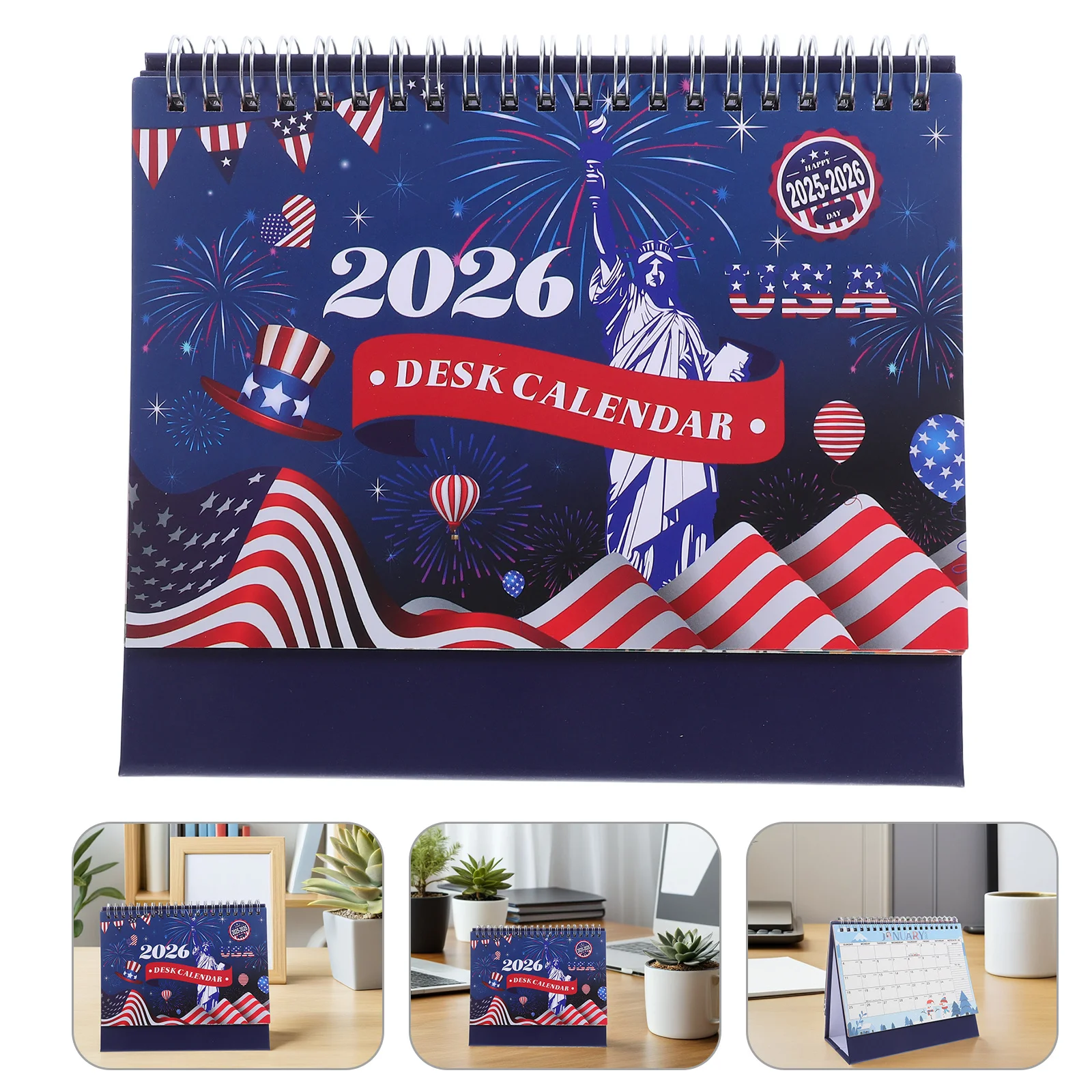 

Мини-настольный календарь на 2025-2026, небольшой стоячий перекидной настольный календарь для домашнего офиса, США, патриотический декор, 4 июля
