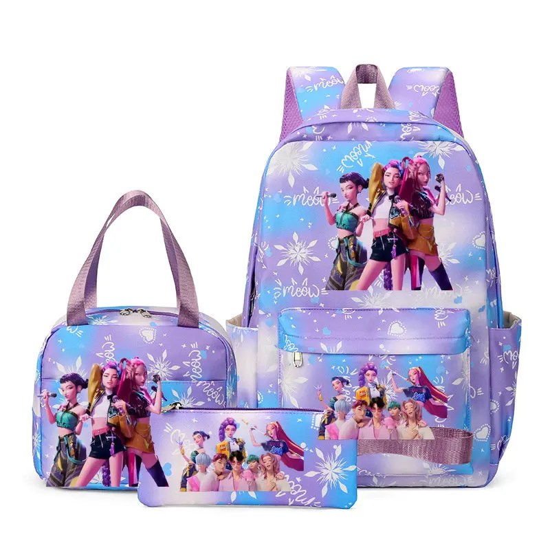KPop Demon Hunters Backpack Lunch Bag Set School Bag Pencil Case Girl Back To School Gift Leisure Mochila Teens Travel Bags