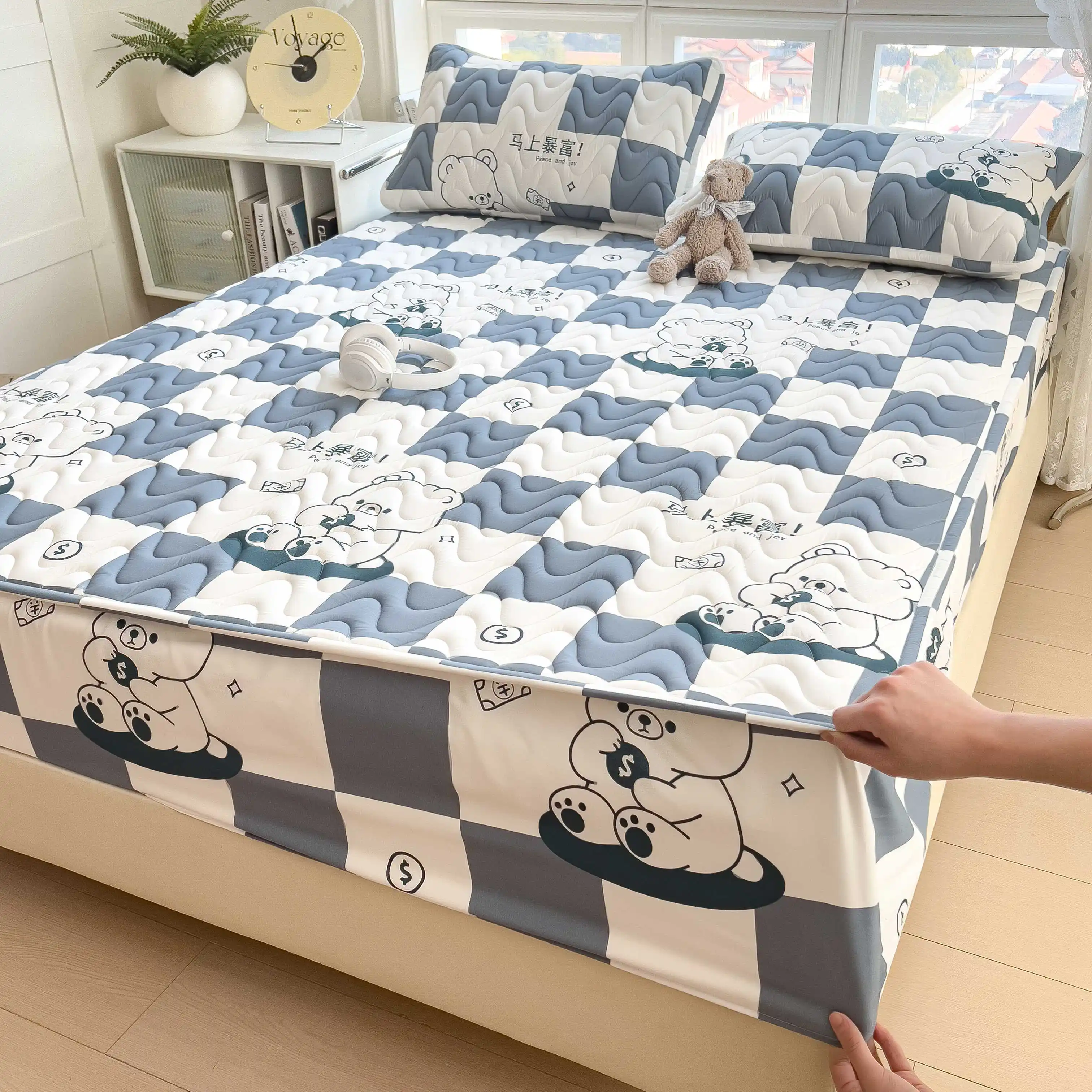 100% Waterproof Mattress Cover Quilted Fitted Sheet Printed Thickened Bed Cover Single/Queen/King Soft Twin Fundas De Colchón