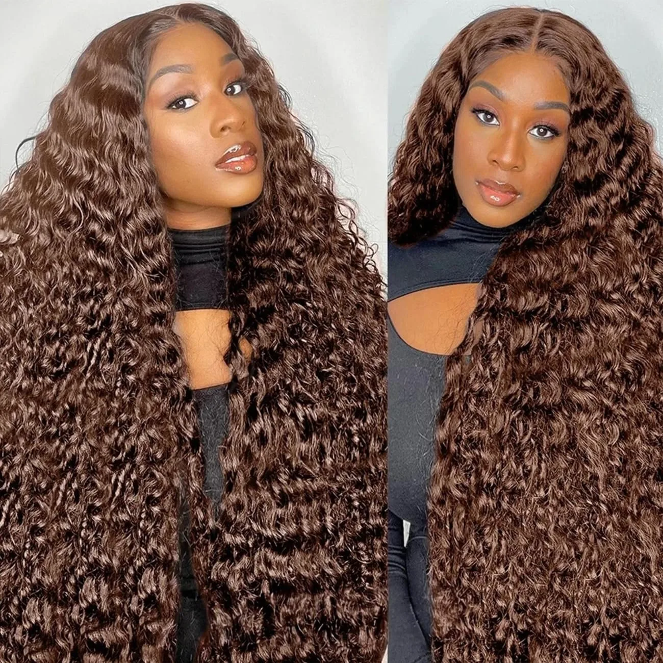 

200% Density Chocolate Brown 13x4 Lace Front Wigs Human Hair 40 Inch Deep Wave 13x6 Curly Lace Frontal Human Hair Wig For Women