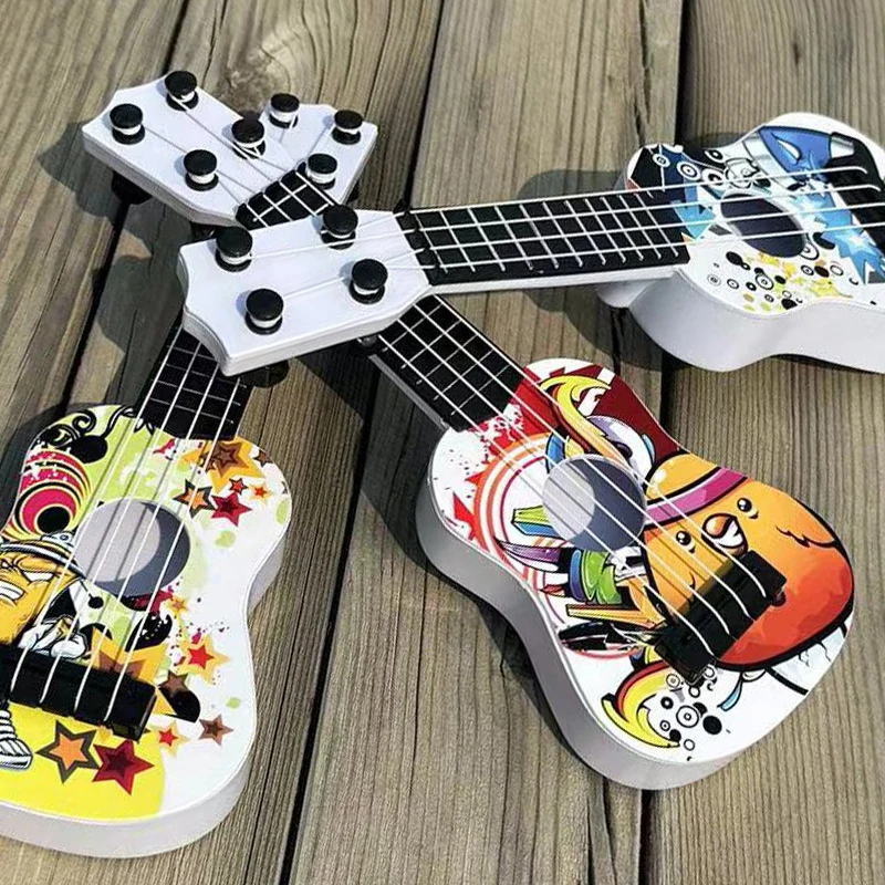 1 szt. 4-strunowa Mini Gitara Instrumenty Muzyczne Prezenty Zabawki Edukacyjne Wczesnoszkolne Dla Początkujących Dzieci Ukulele 21 Calowe