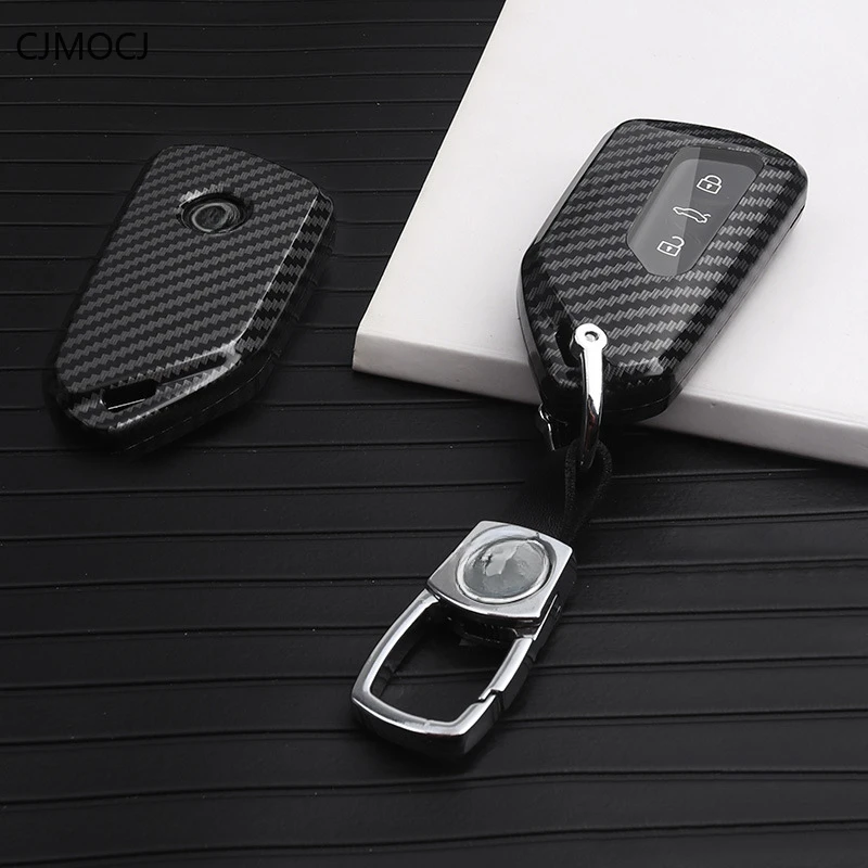 Universal Carbon Fiber Key Case for Volkswagen Golf 8 (2021) and ID.4X - Full Coverage Key Cover Keychain