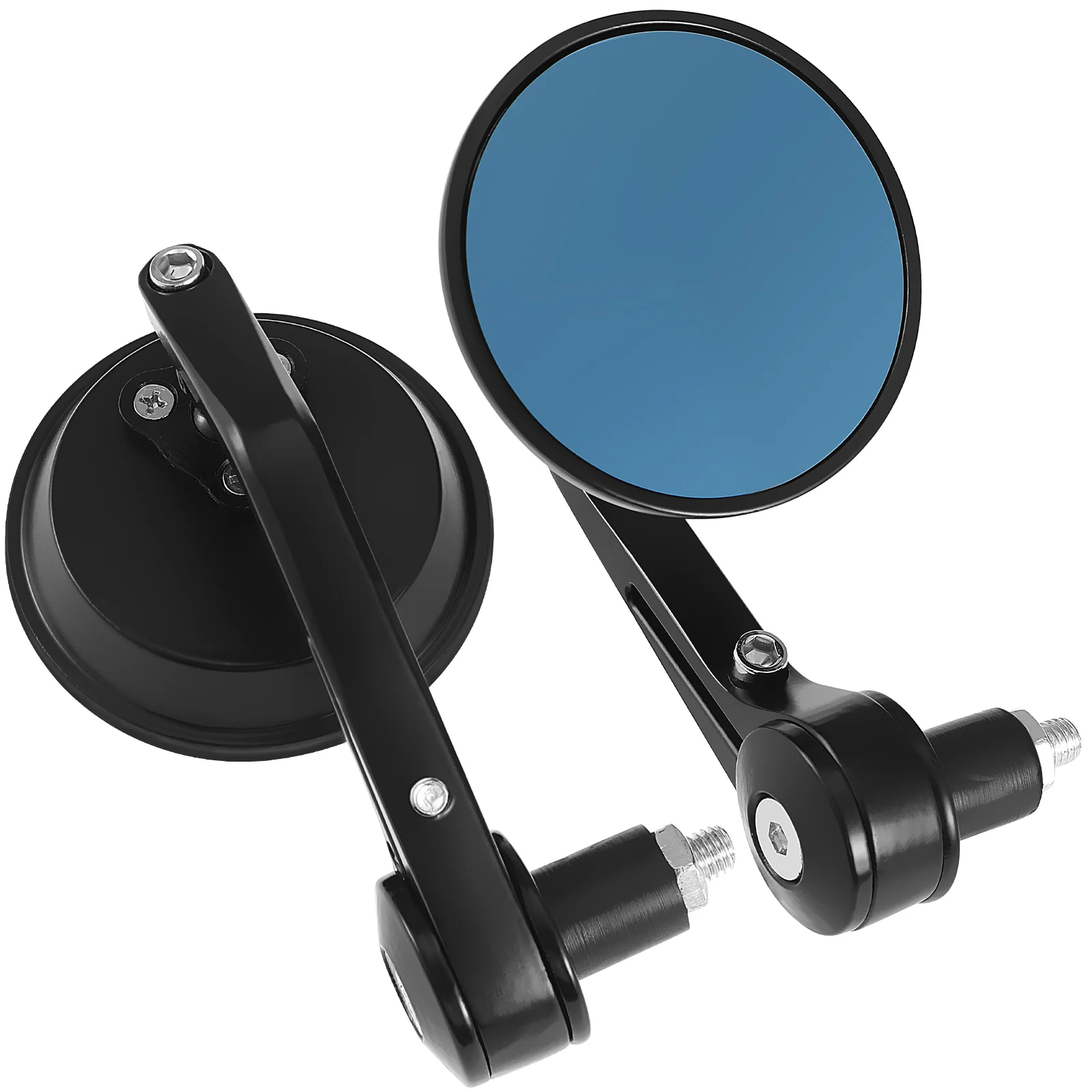 

Bike Mirror Handlebar Mount Motorcycle End Mirrors Round Blue Reversing Reflector