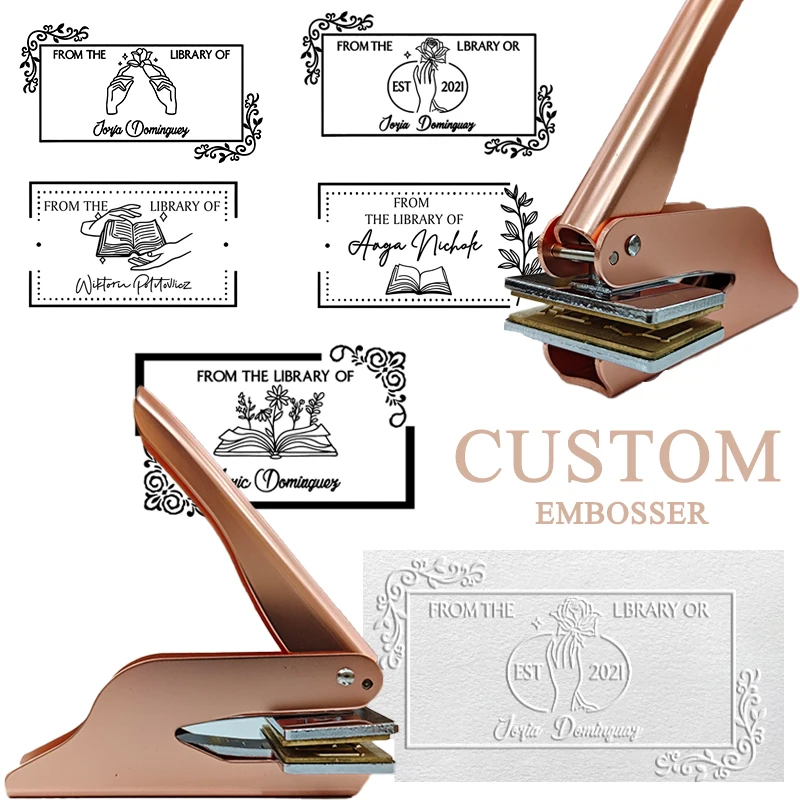 

Rectangle Book Embossed Stamp Logo Custom Wedding Invitation Customized Embosser Seal Personalized Signature Embossing Custom