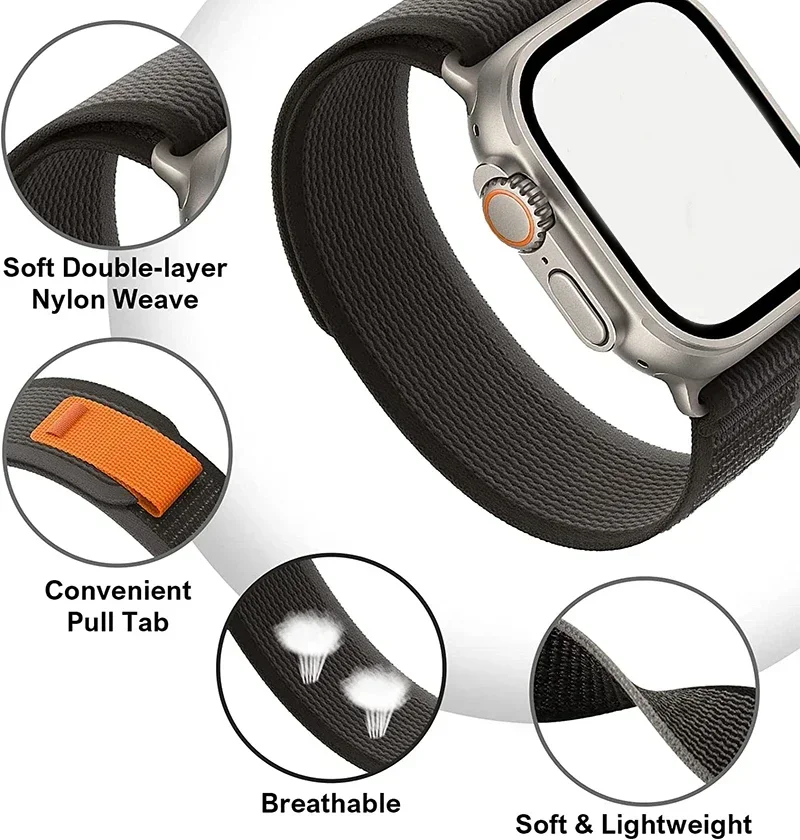 Cinturino Trail Loop per cinturino Apple Watch 46mm 41/44/40/45mm 42mm 38mm Bracciale in nylon Correa iwatch Serie 10 9 8 7 3 6SE Ultra 49mm