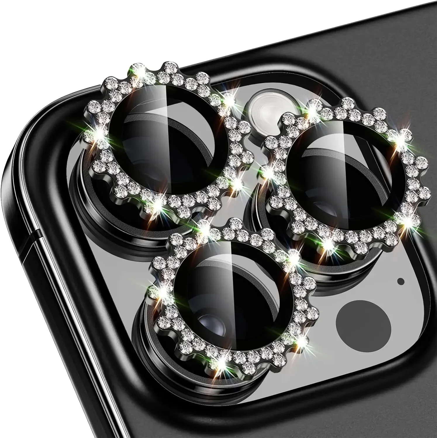 Bling 3D Metal Gear Design Diamond Camera Lens Protector Rings