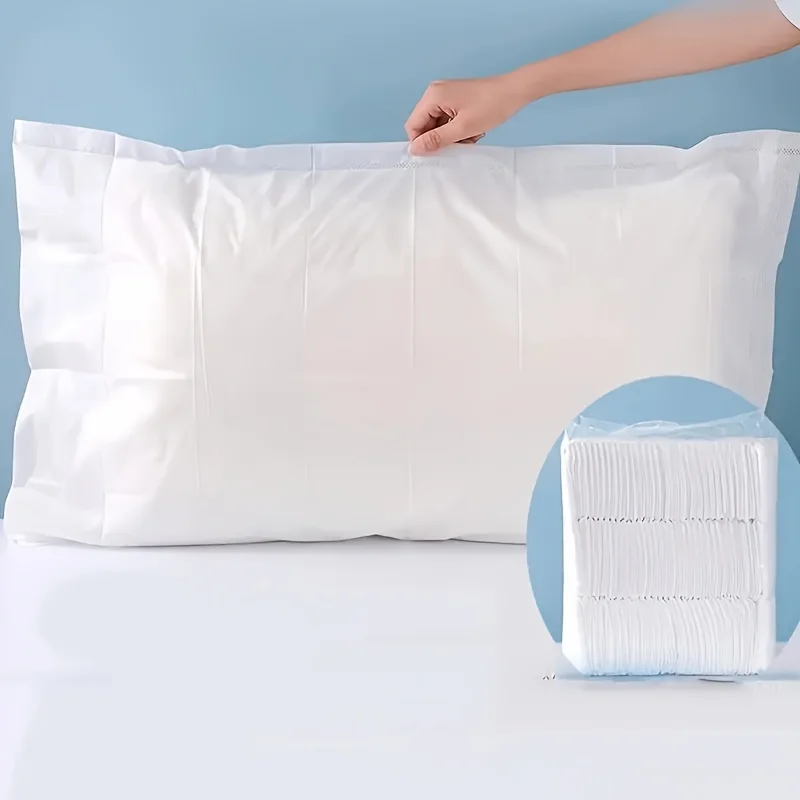 50/100 Pack Disposable Pillow Protector Covers Premium Thick Non-Woven Dustproof Travel Hotels Bedding Essential Pillowcase Set