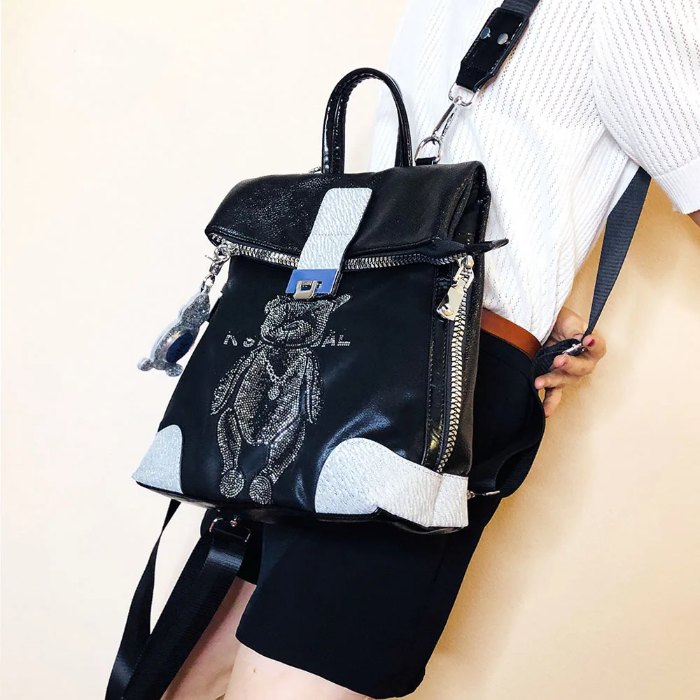 #6376-6 # Hot stamping diamond backpack women's bag new fashion single shoulder crossbody bag versatile backpack anti-theft