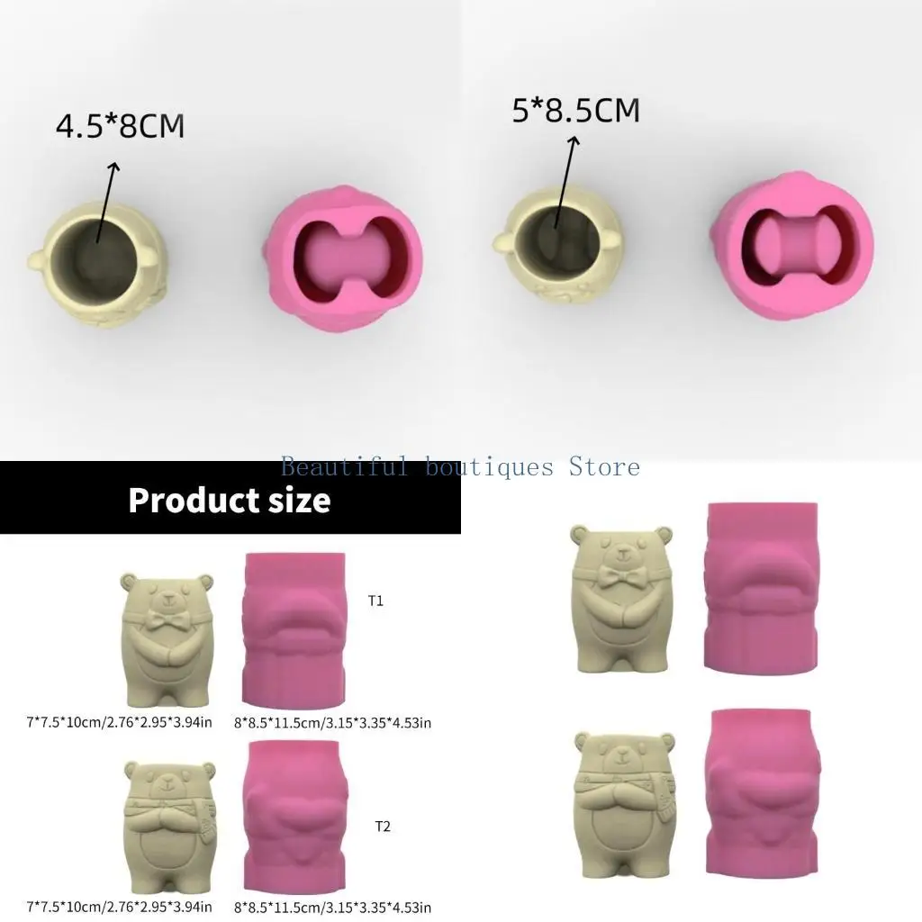 

U4LF Декоративные медвежьи горшки плесень силикон для дома и офисного плантатора