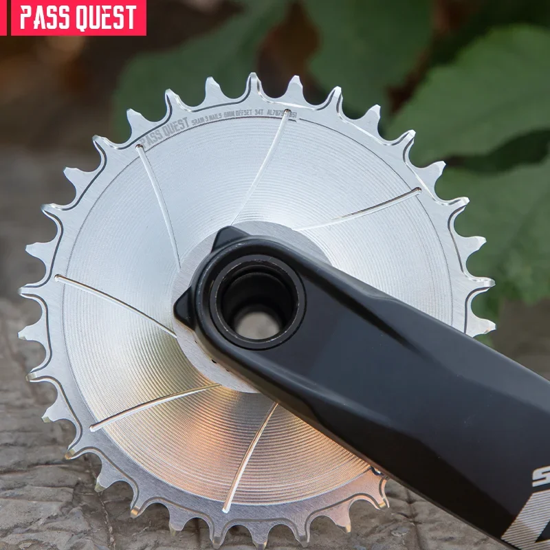 PASS QUEST 6mm Offset 28-36T Chainring for SX Mountain Bike Direct Mount Crank Round 3 Nails Narrow Wide Chainwheel