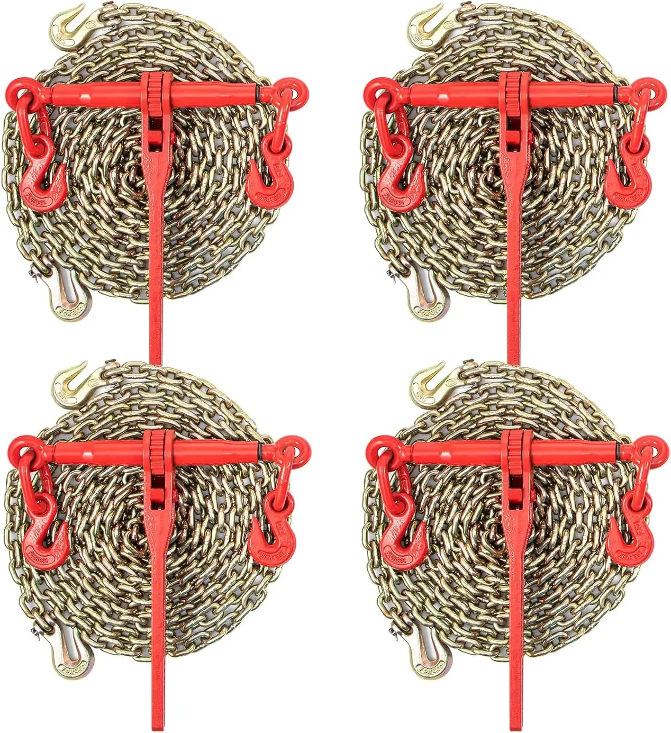 

Chain Load Binder, 5/16" Tie Down Kit w/ 7100LBS Working Load Capacity and Two Grab Hooks, Includes (4) Ratchet Binders