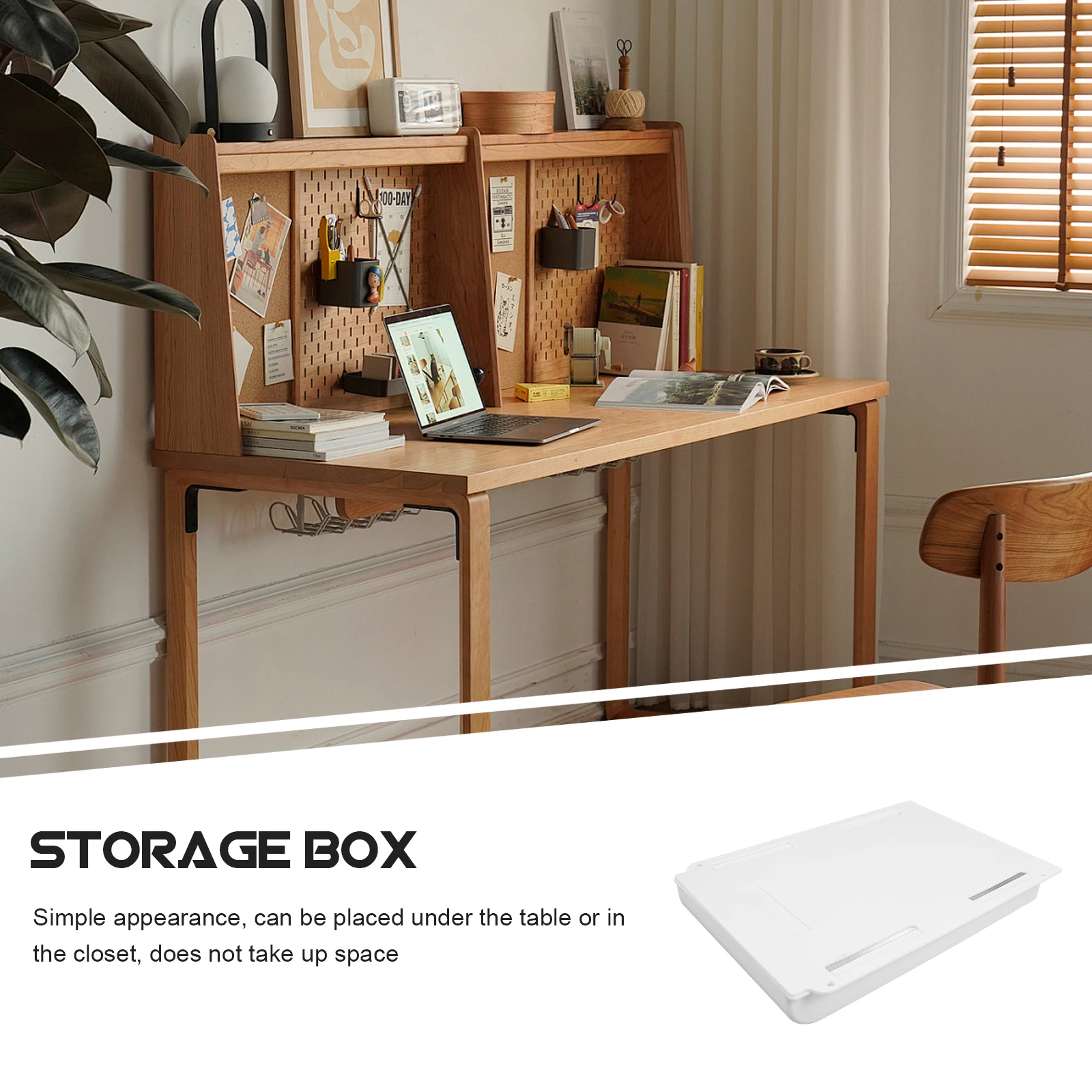 

Hidden Storage Box Large Capacity Drawer White Plastic Under Desk Organizer Stationery Tidy No Drilling Drawer Design Hidden