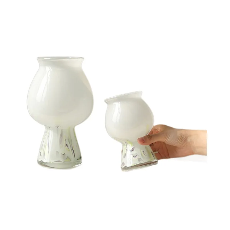 

French medieval tall glass vase ornament light luxury high sense living room flower arrangement decoration