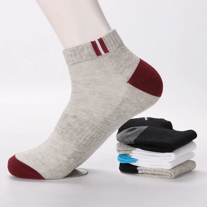 5 Pairs Mens Ankle Sports Socks Classic Patchwork Mesh Breathable Cotton Men Short Sock High Quality Deodorant Male Sock Meias