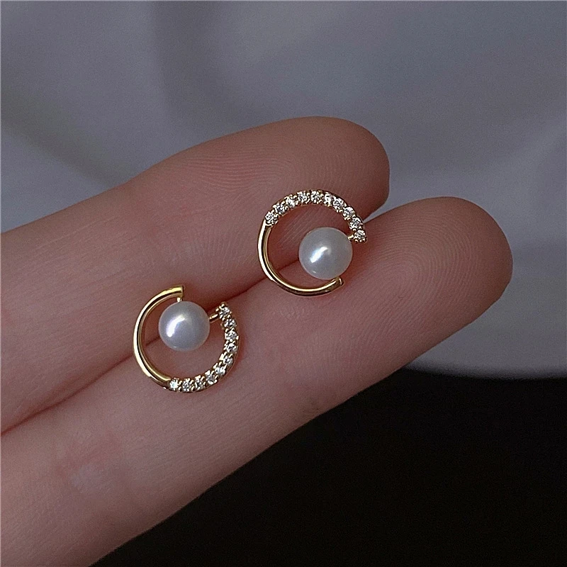 Moda Rhinestone Pearl komunikat stadniny kolczyki dla kobiet dziewczyn 925 Sterling Silver luksusowa biżuteria hurtowych