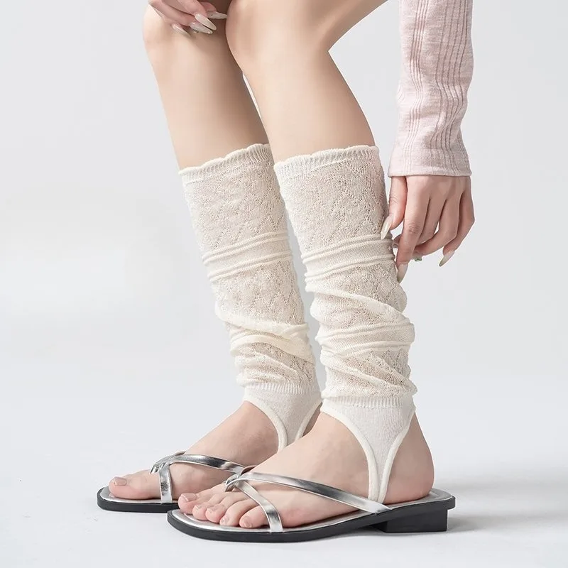 1 Pair Women's Summer Elegant Retro Stacked Socks, Comfortable Breathable Thin Boot Socks Long Socks for Sweet Daily Stacking