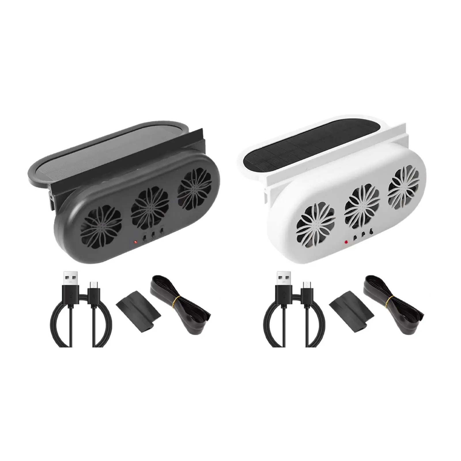 Air Purifier Radiator Fan with Three Air Outlet Car Solar Powered Window Exhaust Fan Vehicle Cooling Fan for Auto Summer