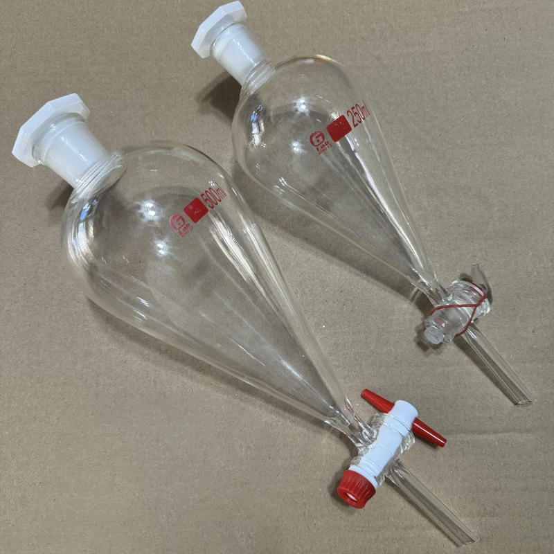 Embudo separador en forma de pera de vidrio de laboratorio de 60ml-1000ml que separa la separación de experimentos químicos de aceite esencial Eurify