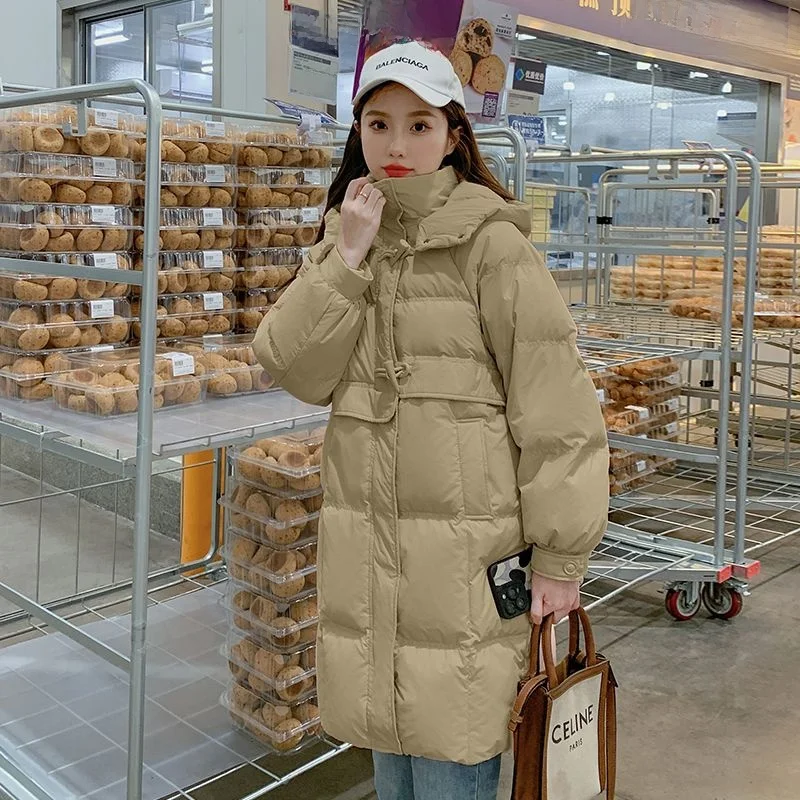 

Женская утепленная пуховая куртка-пальто в корейском стиле, свободного кроя, на молнии, цветная, для зимы