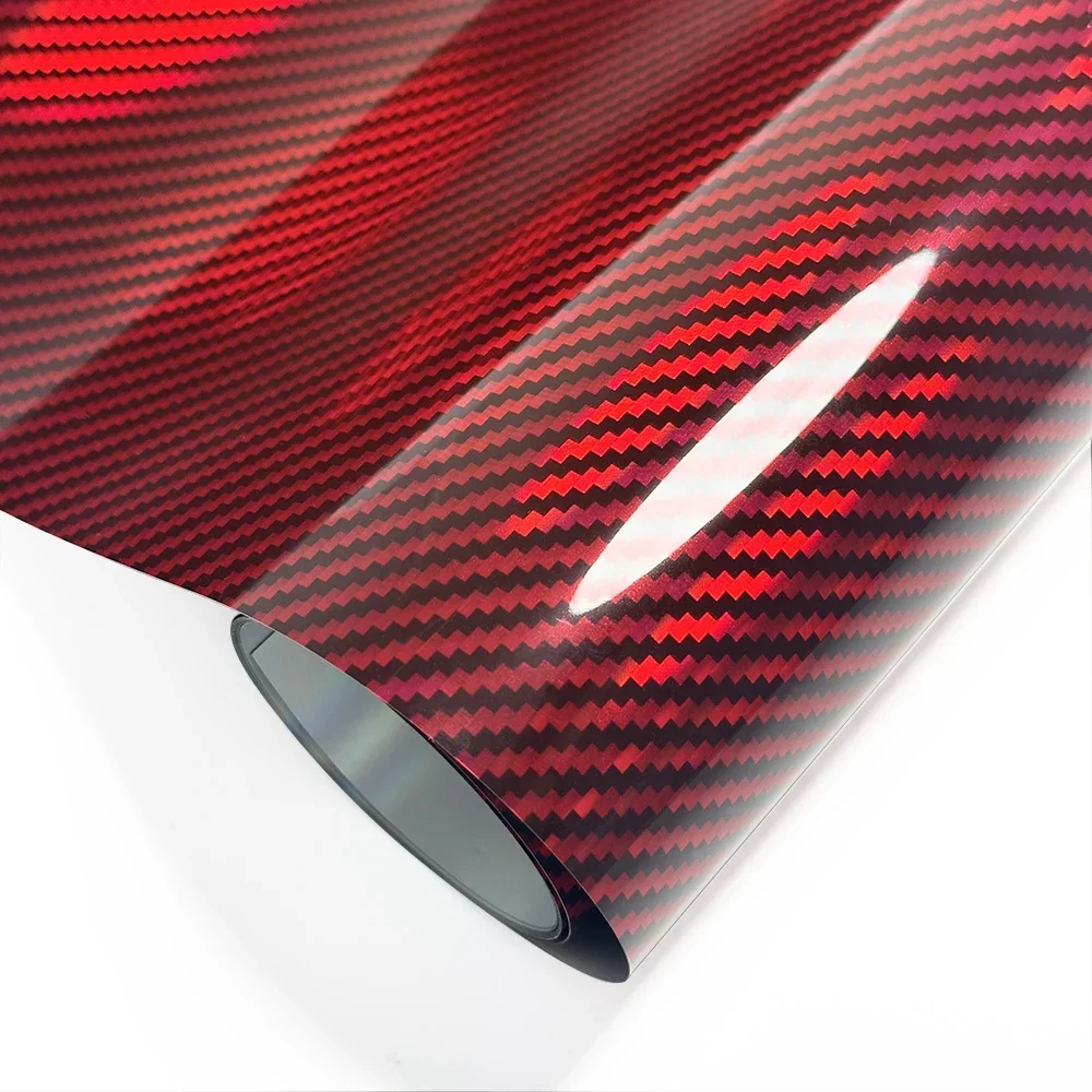 

High Gloss Laser Red Carbon Fiber Vinyl Film Motorcycle Body Stickers Rainbow Car Film Covers Accessories Wrap Foil Sticker