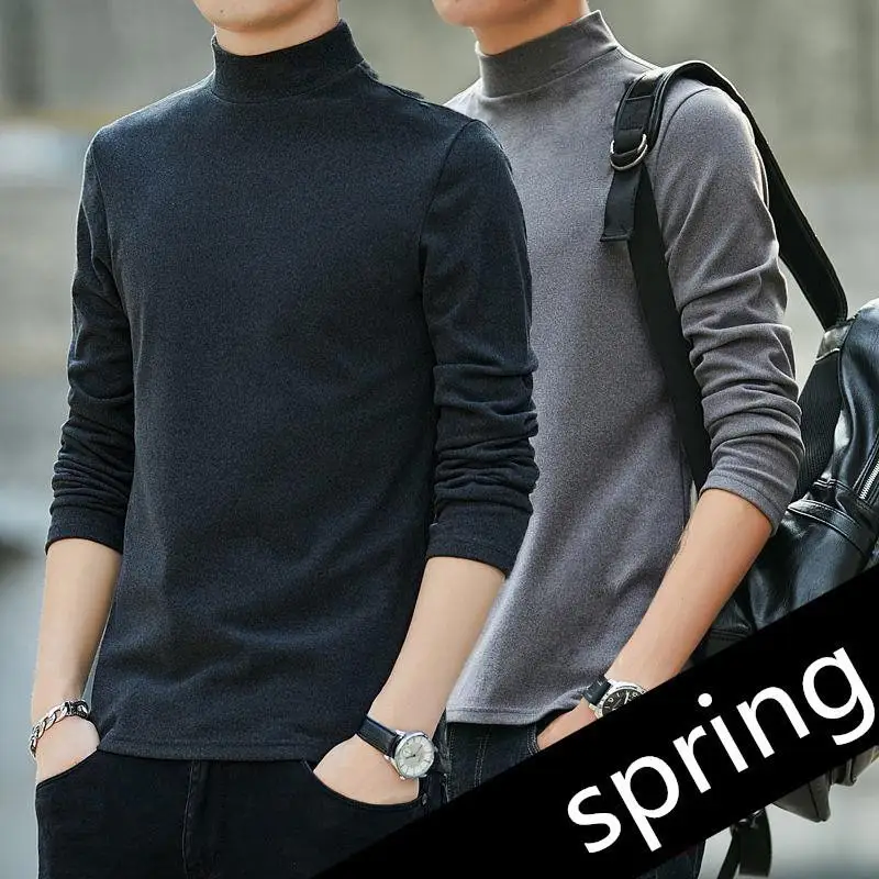 

Теплый мужской вязаный свитер Long Sve с высоким воротником и эластичной резинкой Fce Youth Base Layer irt Dervo Pure Color Slim Fit Мужской...