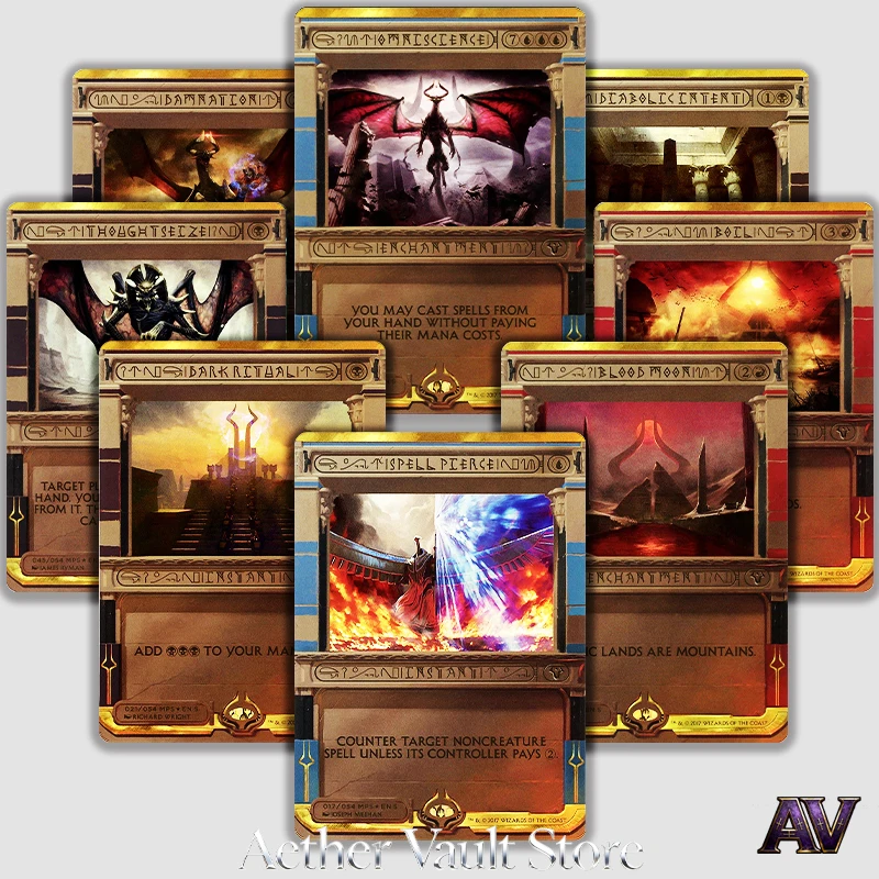 

Masterpiece Series Amonkhet Invocations Force of Will Daze Pact of Negation Counterspell MP2 HoloFoil Game Magical Proxy Cards