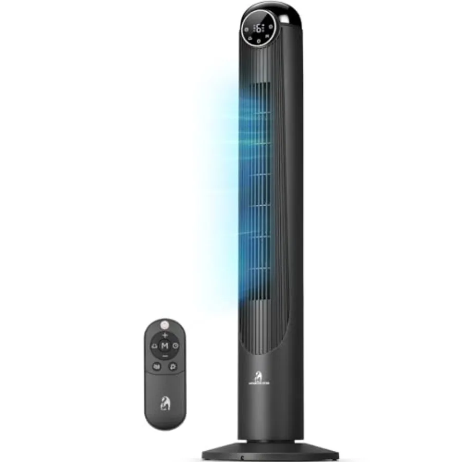

T42 Tower Fan-42 Inch Bladeless Oscillating Fan with Remote 6 Speeds 4 Modes LED Display 9H Timer Quiet Floor Standing Fan for