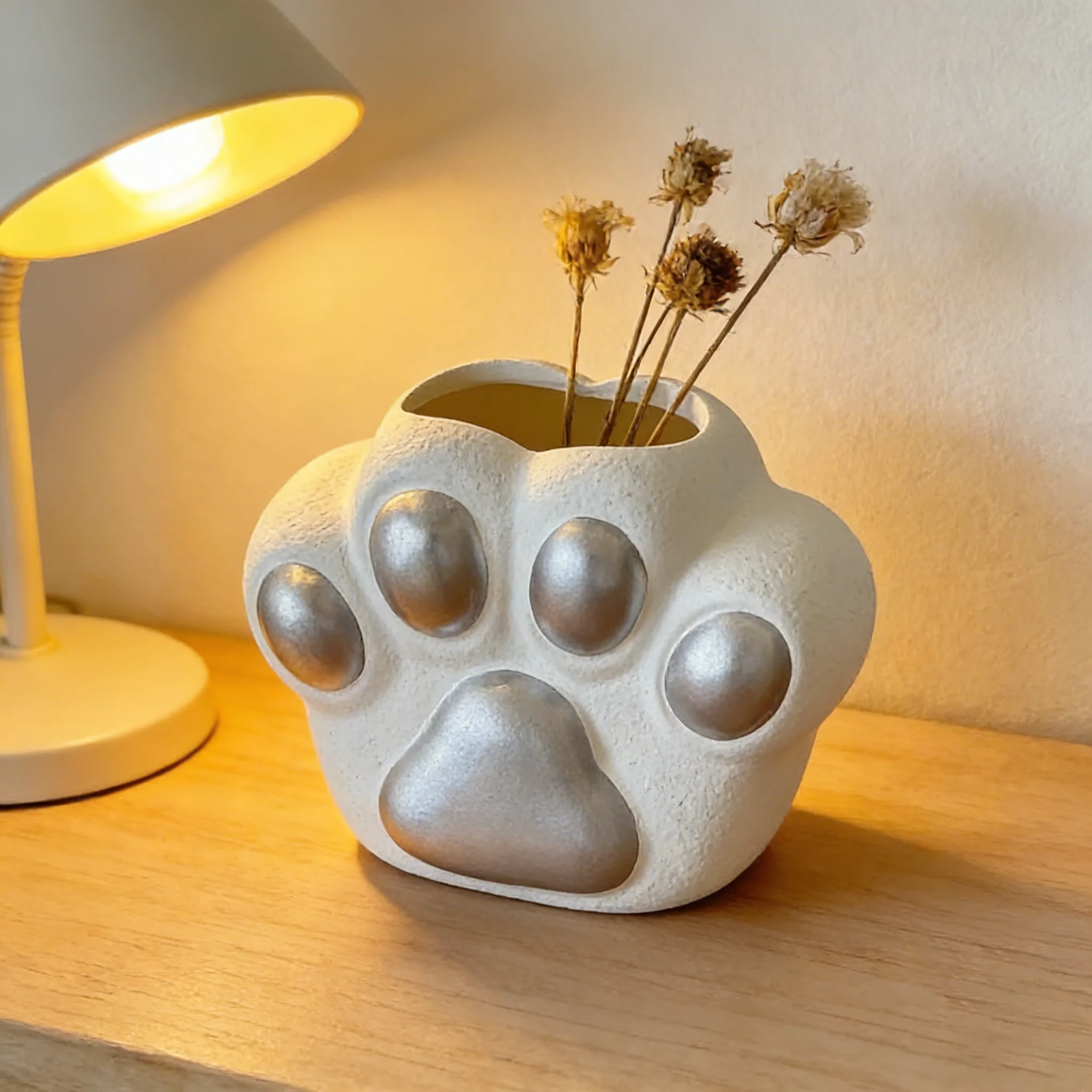 

Modern Cat Paw Shaped Flower Pot Decorative Vase For Home Desktop Art Present For Home Living Room Office Decoration