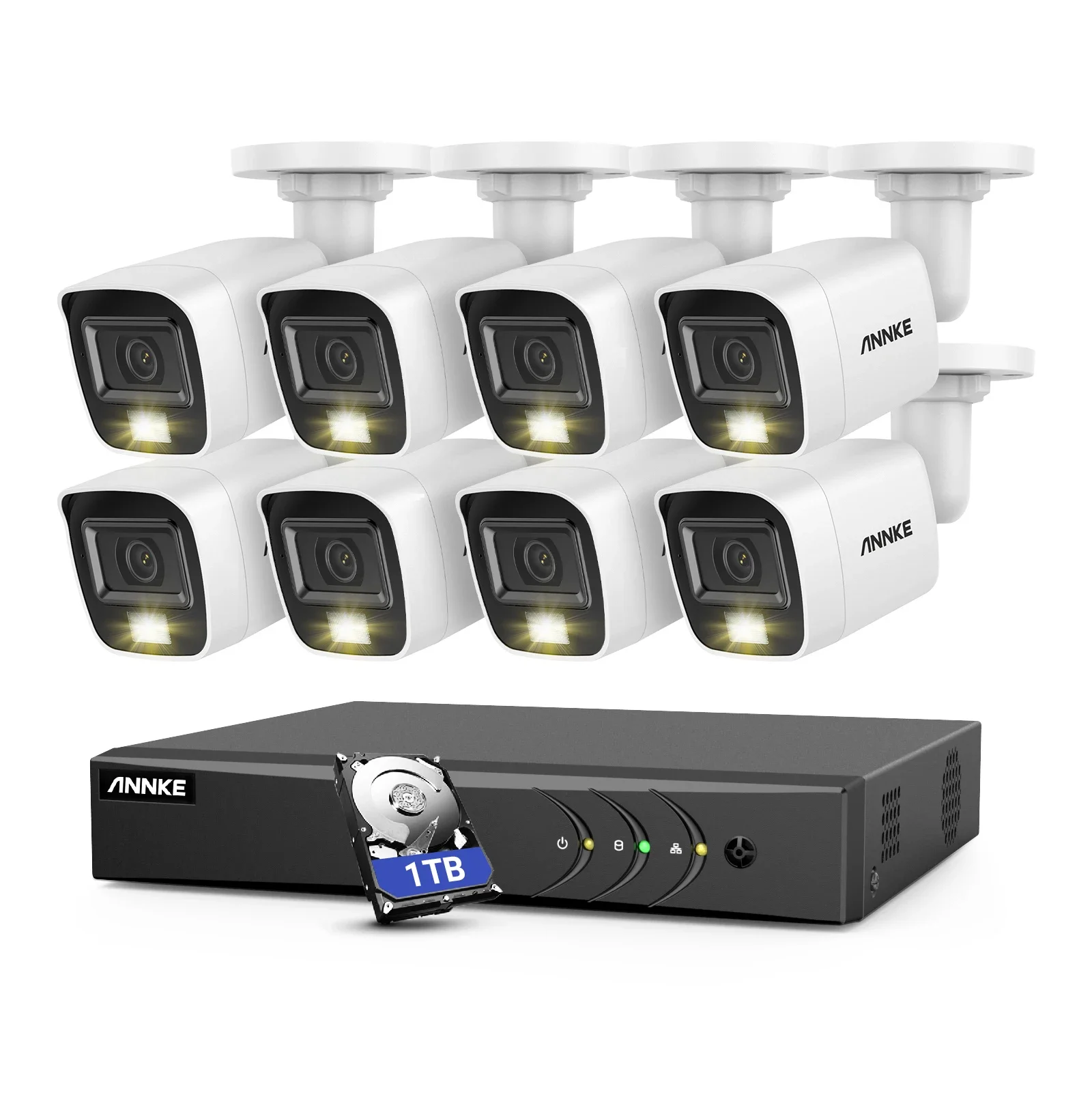 ANNKE 3K(5MP) 8CH AI Detection DVR Pre-installed 1TB HDD CCTV System 8 *1080p Audio & Smart Dual Light Bullet