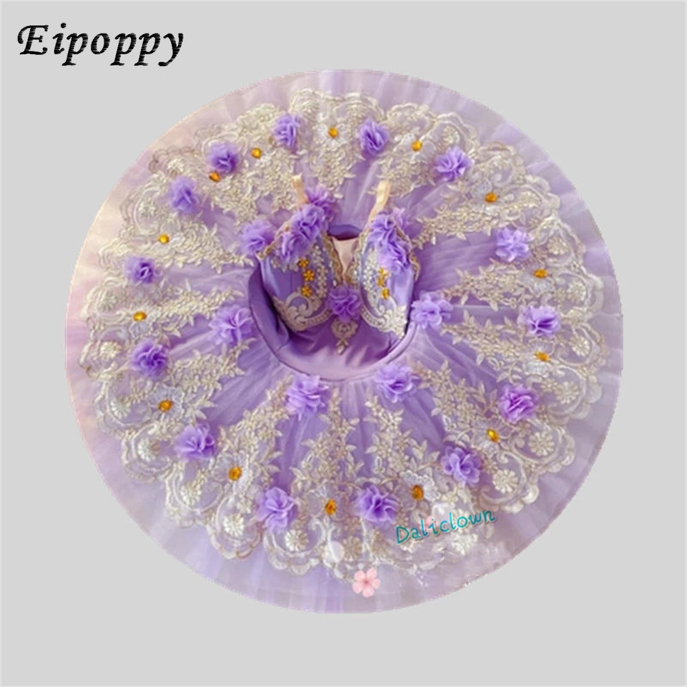 전문 발레 투투 원피스, 성인 어린이 여성 플래터 팬케이크, 백조의 호수 발레리나 무대 댄스 코스튬