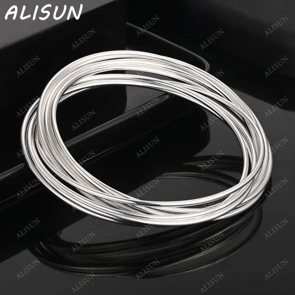 

ALISUN 925 Sterling Silver Design Ten-wrap Bangle For Women Creativity Gifts Street All-match Party And Daily Wear