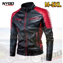 Biker Jacket Stylish Contrast Colors Classic Biker Overcoat Motor Men Jacket Motorcycle Baseball Men Y2K-Harajuku Patchwork