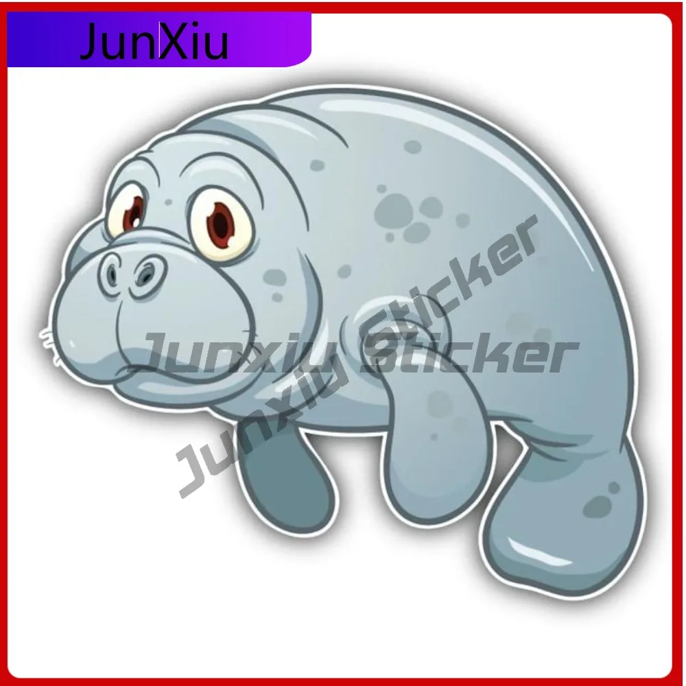 

Cute Cartoon Manatee Vinyl Car Sticker Refit Decal Rv Camper Windows Bumper Scratch-proof Exterior Accessories Decals Motorcycle