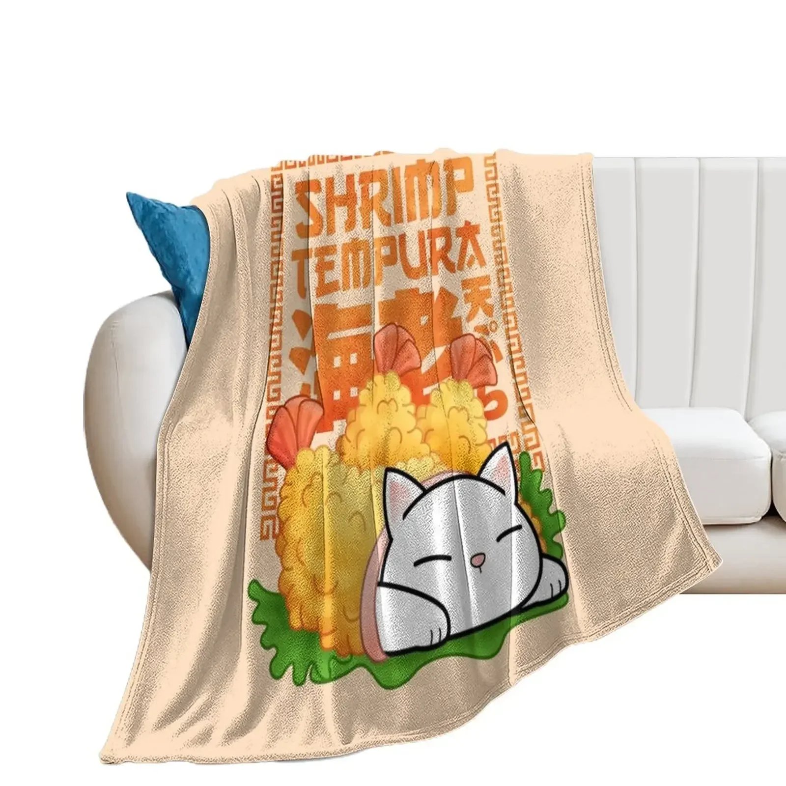 Chubby Cat Shrimp Tempura Cat Throw Blanket valentine gift ideas Travel For Sofa Thin Blankets