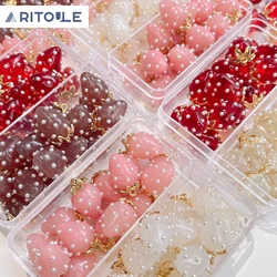 Japanese sweet and cute resin strawberry beaded pendant DIY handmade necklace bracelet earrings material jewelry accessories