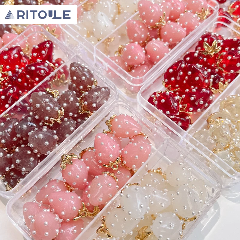 Japanese sweet and cute resin strawberry beaded pendant DIY handmade necklace bracelet earrings material jewelry accessories