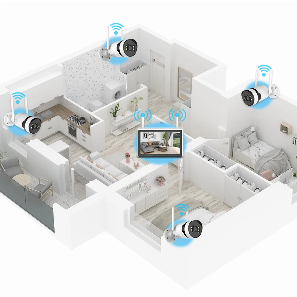 نظام مراقبة الدوائر التلفزيونية المغلقة الأمنية 4 قناة شبكة مسجل فيديو طقم NVR مجموعة كاميرا واي فاي داخلية خارجية #5