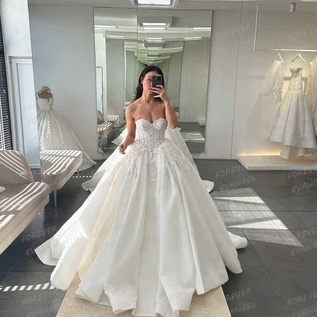 Exquisite A Line Sexy Wedding Dresses Woman's Sleeveless Appliques Fluffy Pleat Bride Gowns 2025 Vestidos De Novia Customized