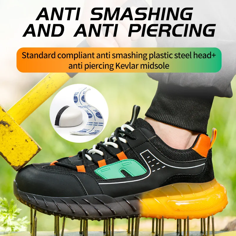 New work shoes with anti smashing and anti piercing steel toe caps, safety protection and wear-resistant shoes for all seasons