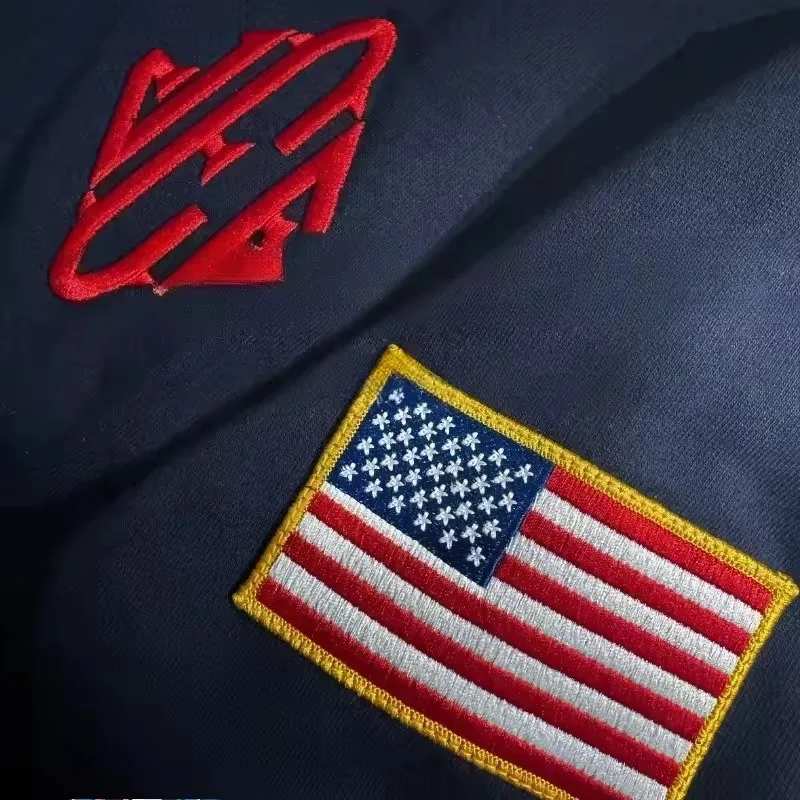 Y2K ريترو البلوز Epstein التطريز الوقوف طوق Quarterzip البلوز عارضة الرياضة أزياء الشارع الشهير للجنسين قمم المتضخم