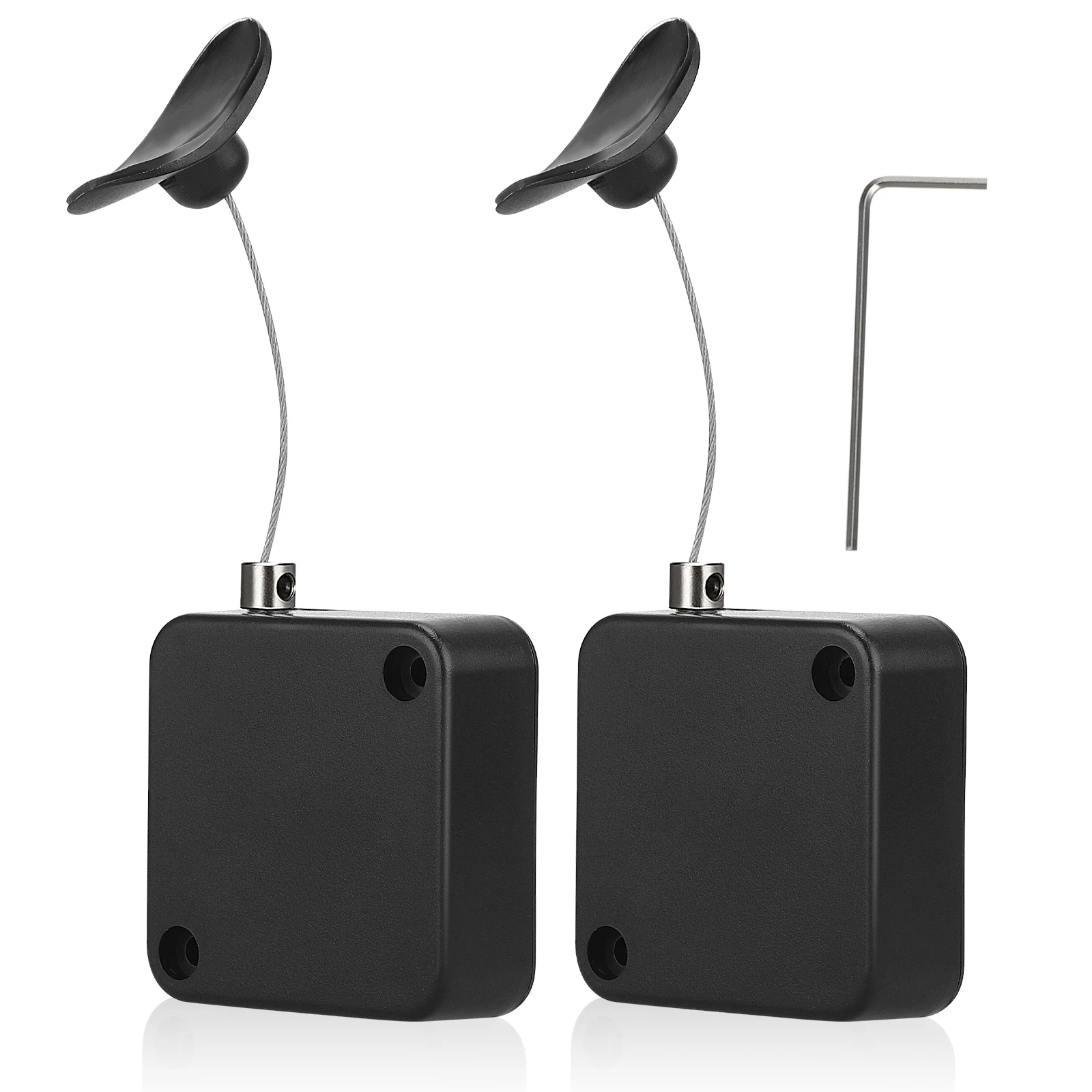 

2pcs Automatic Telescopic Steel Cable Lock 1m Black Latch Cap Remote Control Retractable Security Belt Heavy Duty Hardware