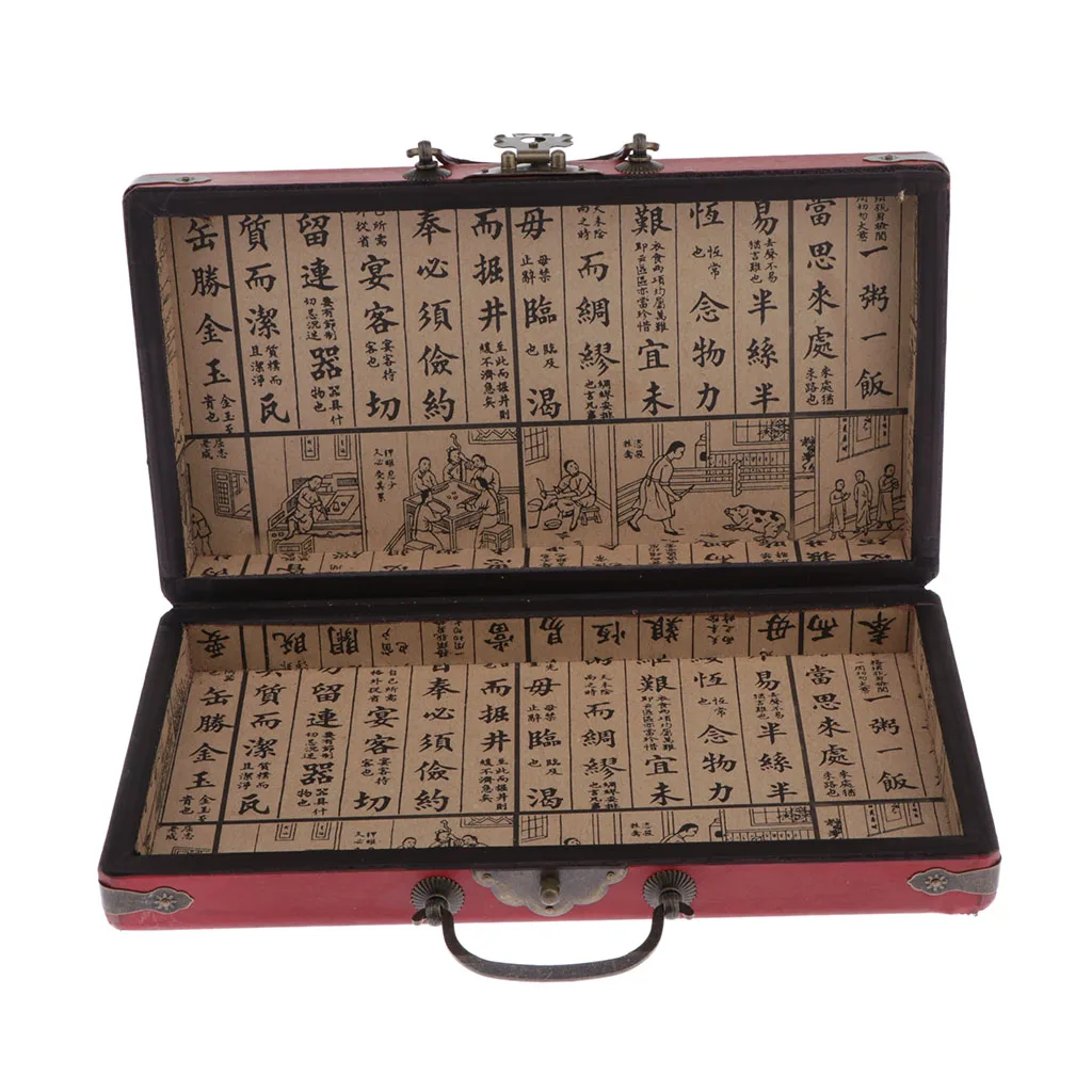 Wood Desktop Organizer Storage Box, Vintage Chinese Style Dragon Pattern Box for