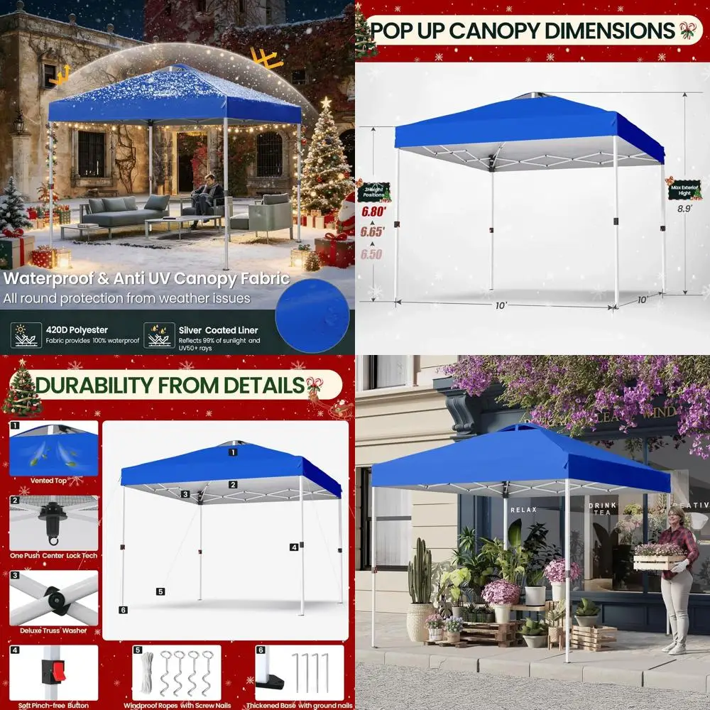 

10x10 Instant Canopy with Easy Setup, Heavy-Duty Waterproof Shelter with Wheels for Outdoor Events and Beach Use