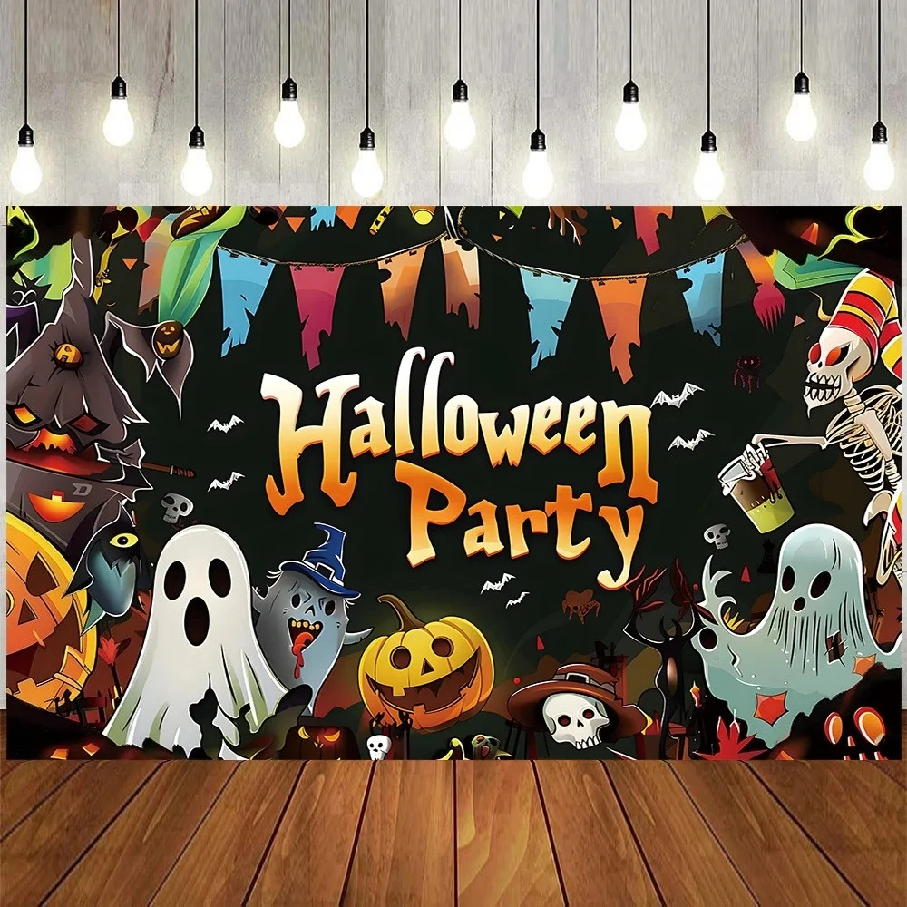 Halloween-Deko-Banner, Jack-o'-Laterne, Geister-Fotografie-Hintergrund, gruselige Horror-Party-Dekorationen, Feiern Sie Halloween