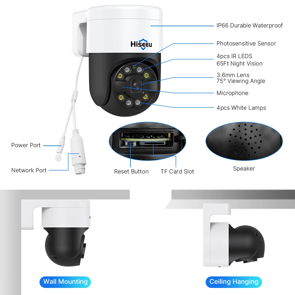 Hiseeu 4K 8MP 4MP POE CCTV Sicherheit PTZ Überwachungskameras System NVR Video Kit Set Outdoor IP Kamera Bewegungserkennung