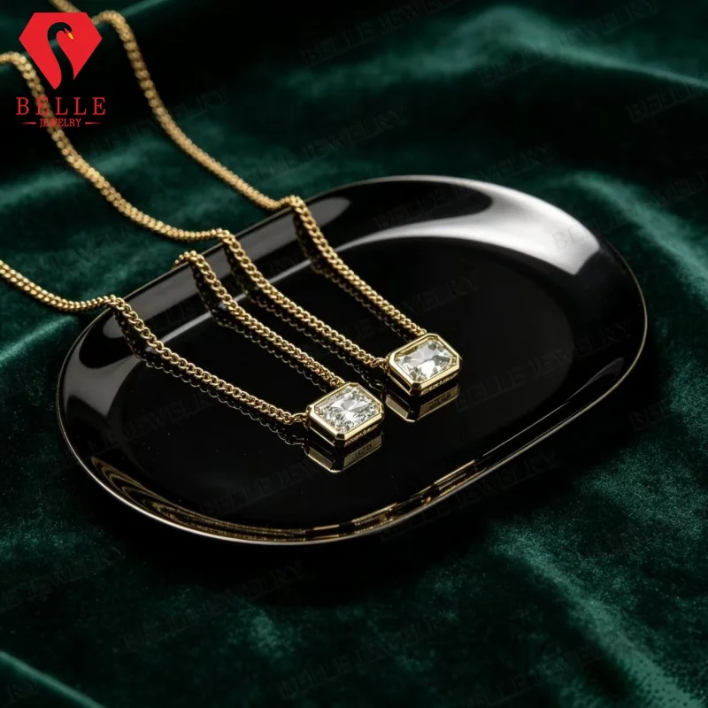 Lab Grown Diamond Necklace Radiant 1/2/3ct 925 Sterling Silver 14K/18K Factory Direct Hypoallergenic Women Fine Jewelry
