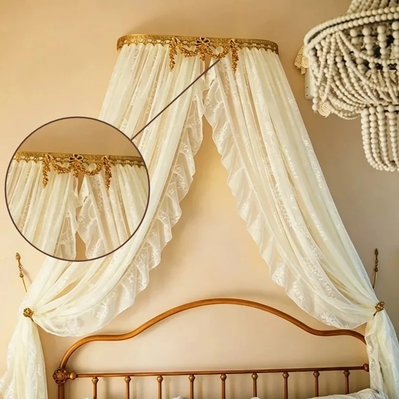 Metal Mosquito Net Stand Retro Bed Curtains Canopy Rack Bedroom Wall Mosquito Nets Holder Luxury Princess Bed Curtains Hook Rack