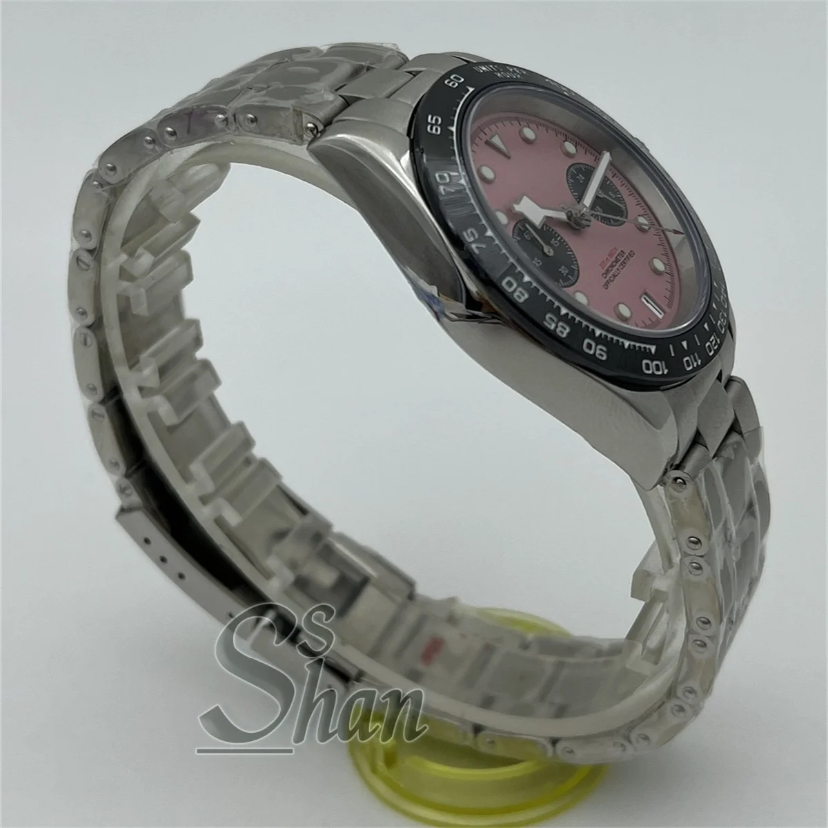 39 مللي متر VK64 كوارتز ساعة كرونوغراف رجالية زجاج الياقوت أسود وردي أبيض أزرق أصفر مينا 5 أيدي C3 الانارة تاريخ الساعة 6